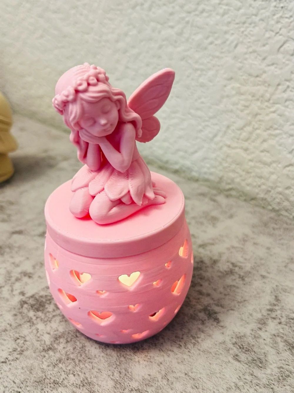 Pink Fairy Heart Tea Light Holder - Home Accents